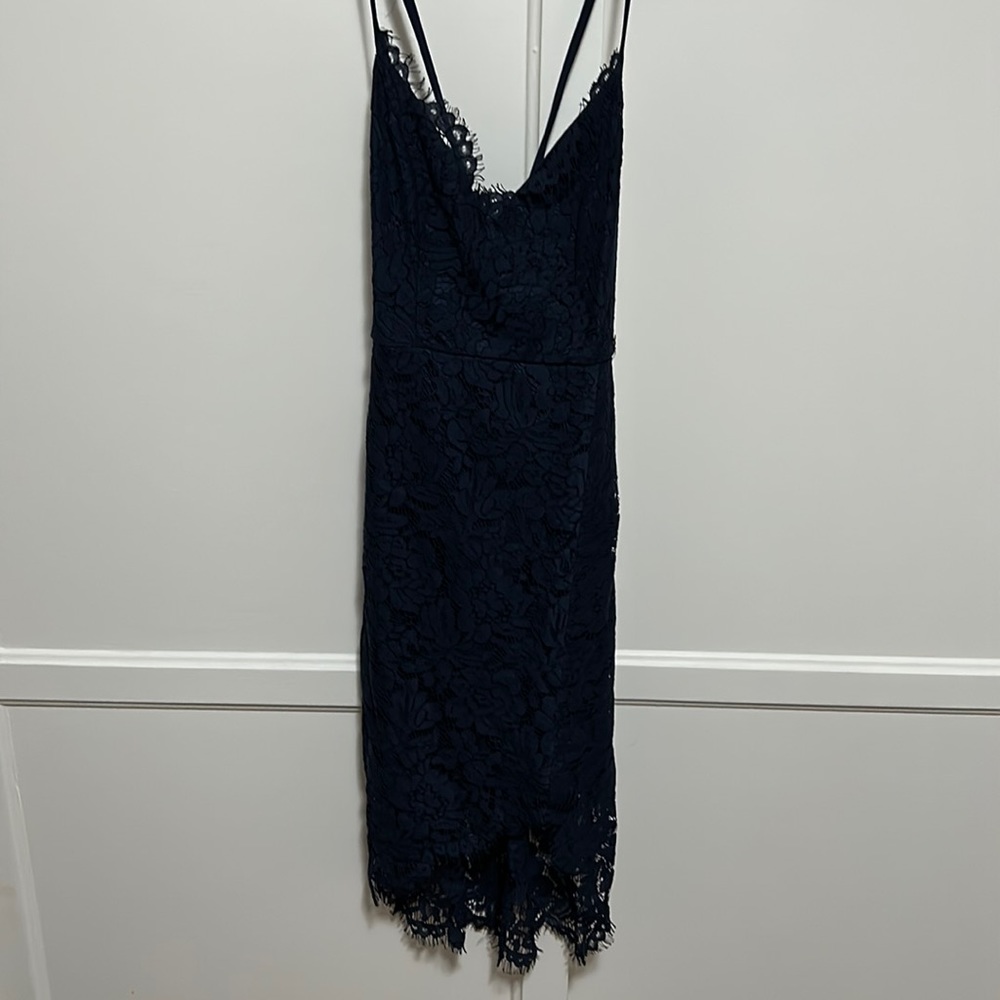 Lulu’s Navy Blue Lace Mini Dress Medium